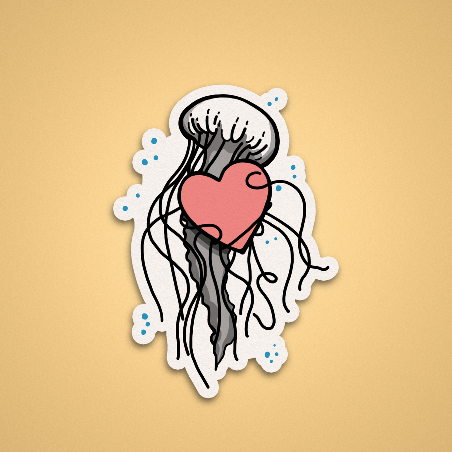 Vinyl Sticker - Jellyfish & Heart - Pillow Thoughts II